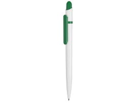 Ручка шариковая Этюд, белая с зеленым
