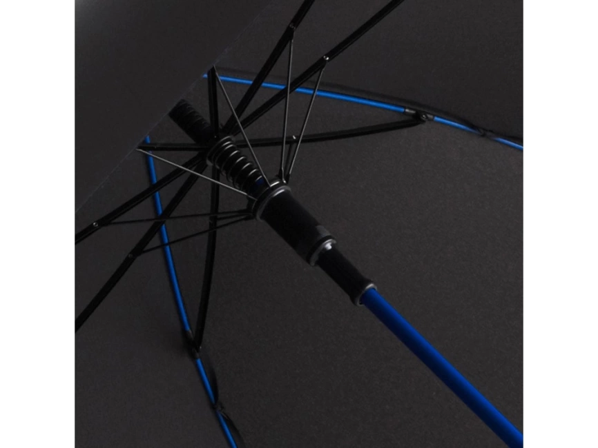 Зонт-трость Colorline с цветными спицами и куполом из переработанного пластика, черный/синий фото 4