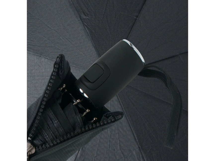 Зонт складной Grid. Hugo Boss, черный фото 2