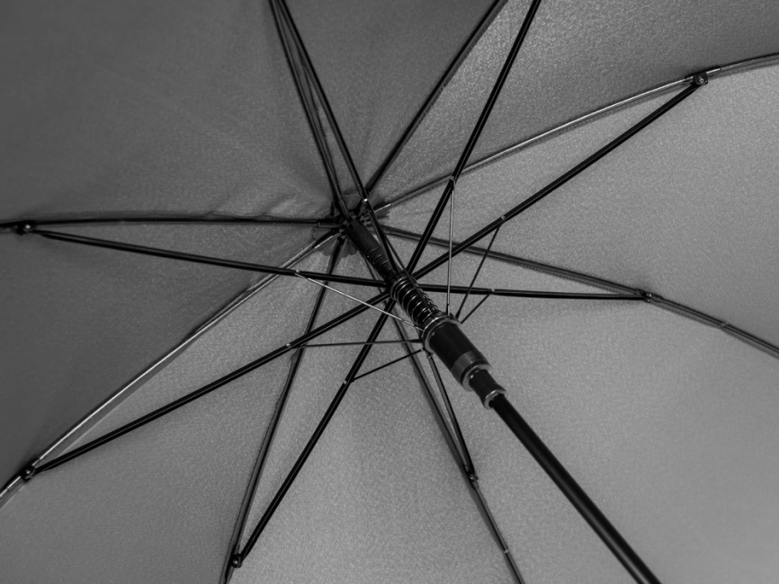 Зонт-трость Okobrella с деревянной ручкой и куполом из переработанного пластика, серый фото 7