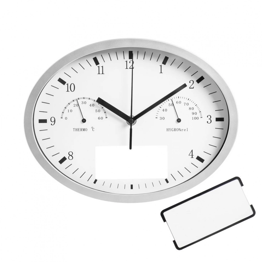 Часы настенные INSERT3 с термометром и гигрометром, белые фото 3