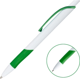 Ручка шариковая KLEO, белая с салатовым