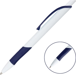 Ручка шариковая KLEO, белая с тёмно-синим