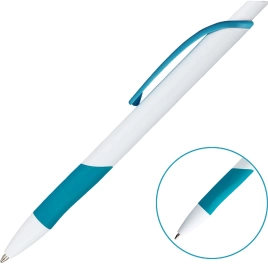 Ручка шариковая KLEO, белая с бирюзовым