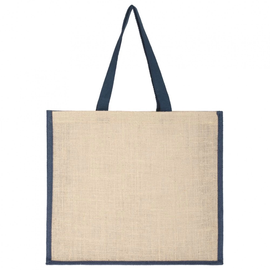 Холщовая сумка для покупок Bagari с синей отделкой фото 2