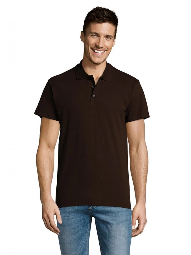 Рубашка поло мужская Summer 170 темно-коричневая (шоколад), размер XXL фото 12