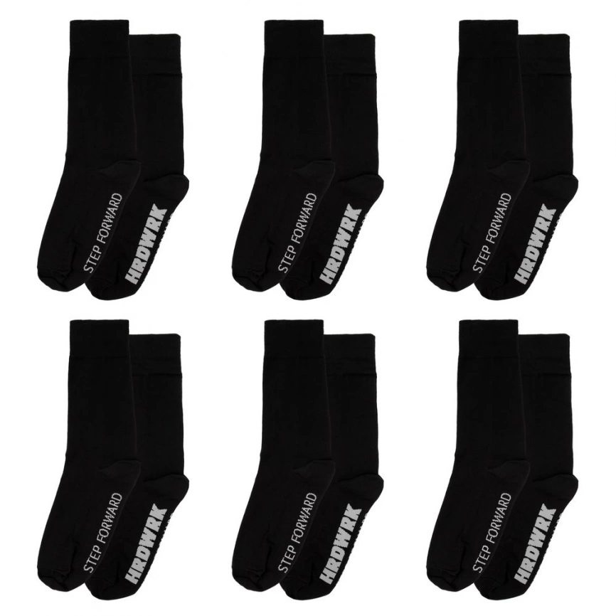 Набор из 6 пар носков Hard Work Black, размер 38-41 фото 1