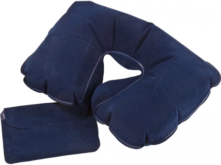 Надувная подушка под шею в чехле Sleep, темно-синяя фото 1