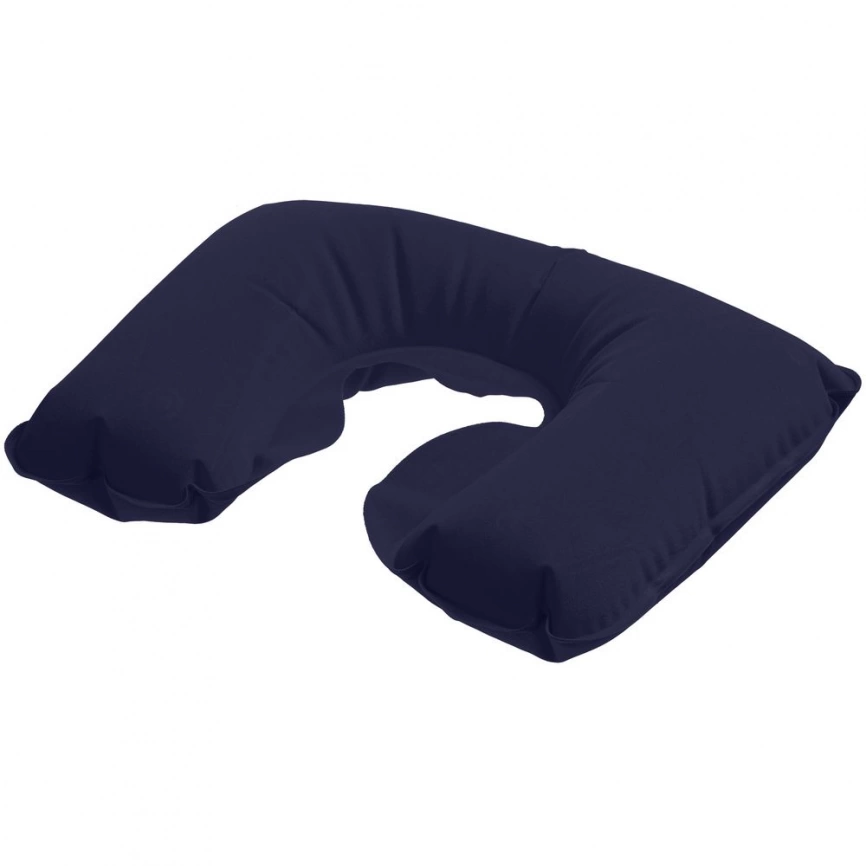 Надувная подушка под шею в чехле Sleep, темно-синяя фото 2