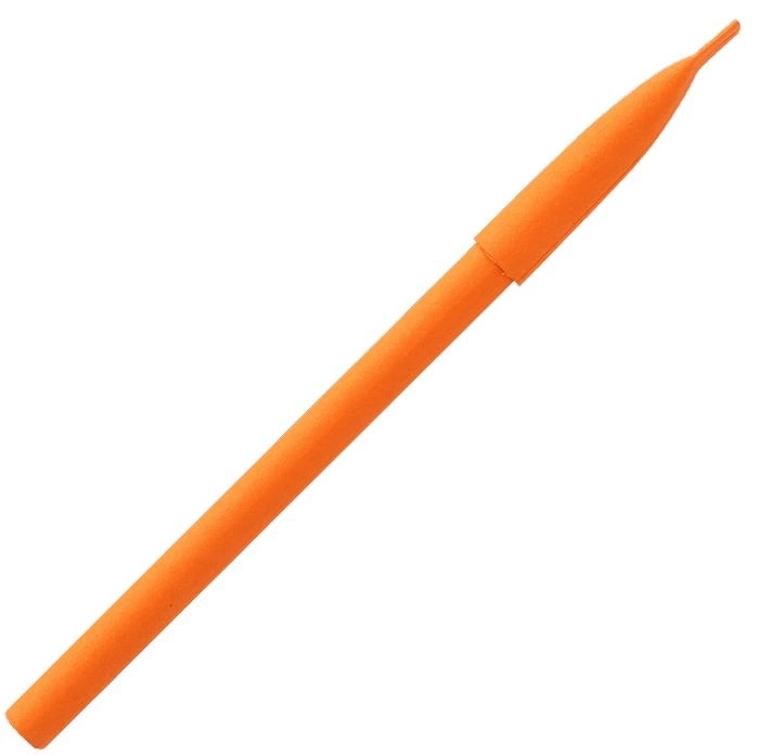Ручка картонная KRAFT с колпачком, оранжевая фото 2