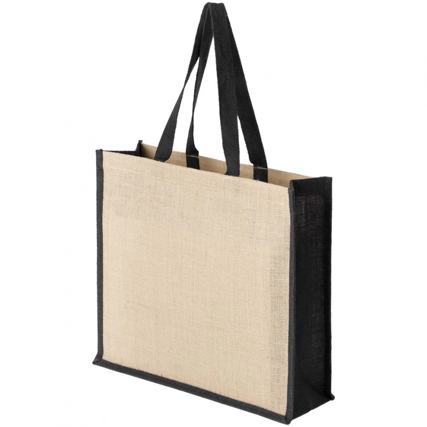 Холщовая сумка для покупок Bagari с черной отделкой фото 3