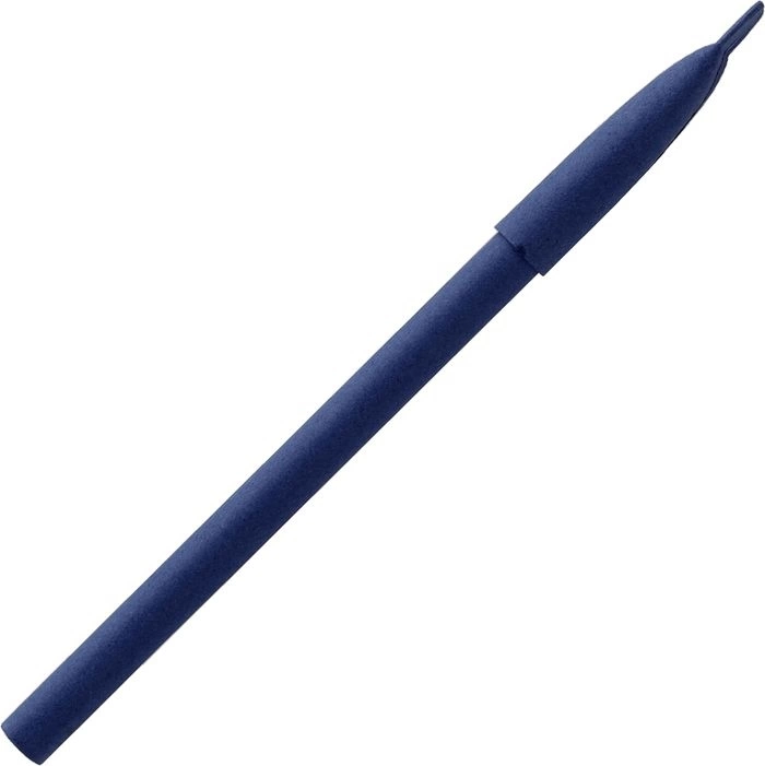 Ручка картонная KRAFT с колпачком, тёмно-синяя фото 2