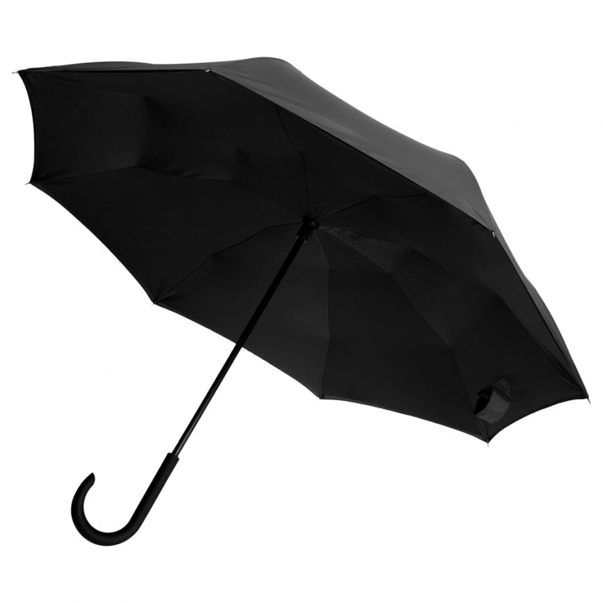 Зонт наоборот Unit Style, трость, черный фото 2