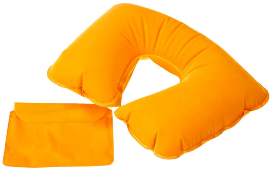 Надувная подушка под шею в чехле Sleep, оранжевая фото 1
