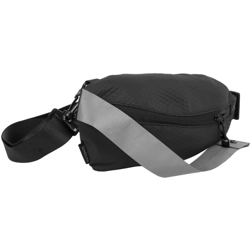 Поясная сумка tagBag со светоотражающим элементом, черная фото 3
